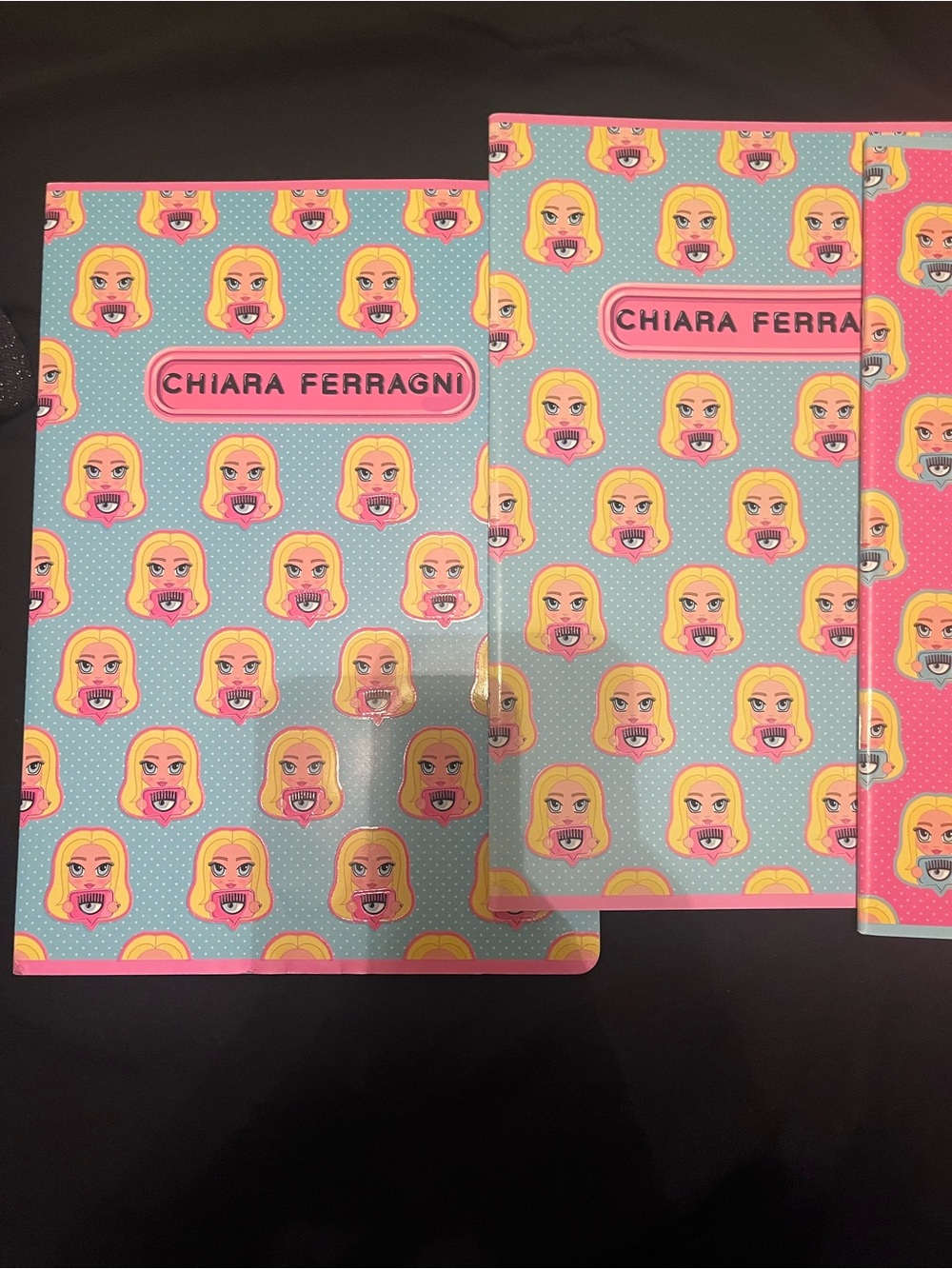 Chiara Ferragni Aqua & Pink Emoji Face Notebook Duo